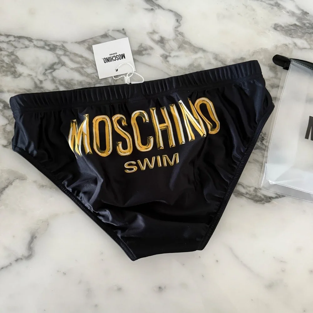 MOSCHINO Swim Black & Gold‎ Swim Briefs Size: X-Small - NWT